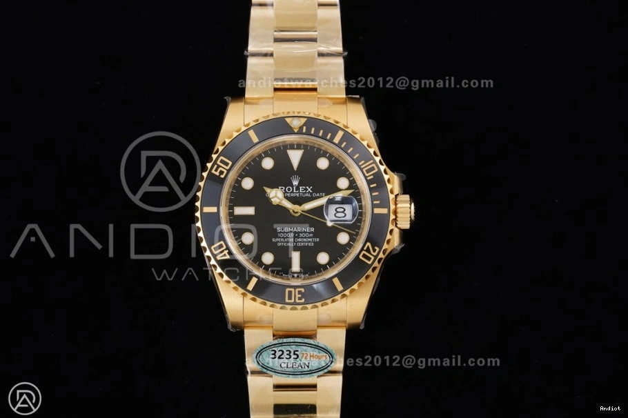 Best SH3235 YG Edition Submariner On Dial 1:1 126618 Bracelet Black YG LN Clean 0509